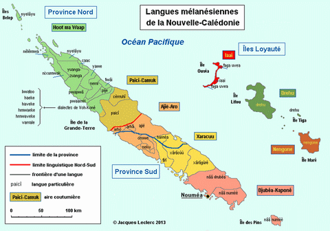 carte des langues kanak